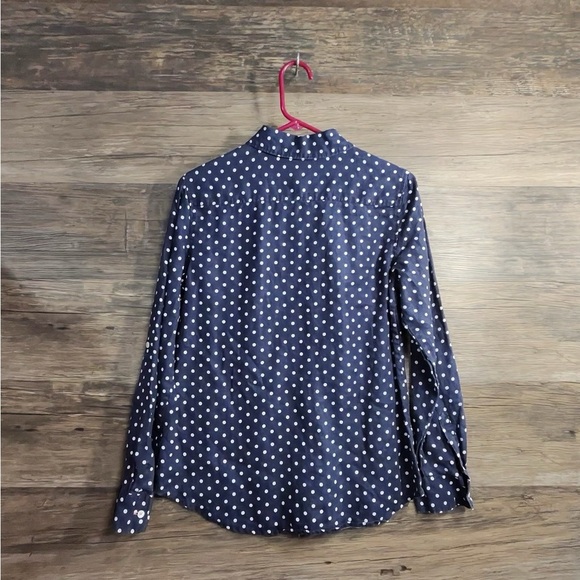 Talbots Navy Blue and White Polka Dot Button Down Shirt - Picture 6 of 7